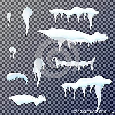 Set of snow icicles on transparent background. Vector illustration Vector Illustration