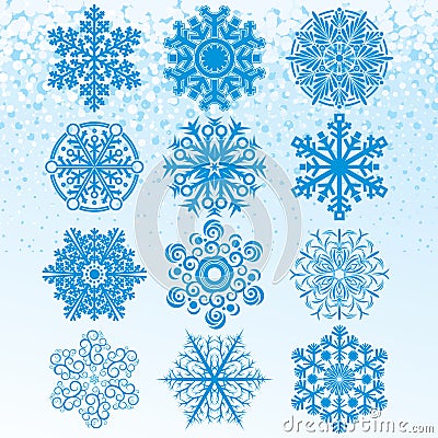 Set Snowflakes Vector Illustration