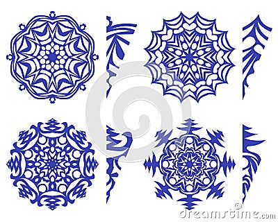 Set of snowflakes for decoration and decor template for cutting out Vector Illustration