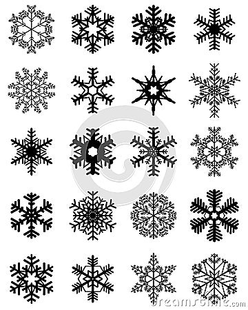 Set of snowflakes Stock Photo