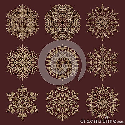 Set of Snowflakes Stock Photo