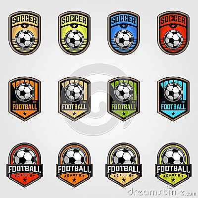 Set of soccer ball emblem football logo vector illustration Vector Illustration