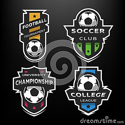 Set of Soccer Football logo, emblem. Vector Illustration