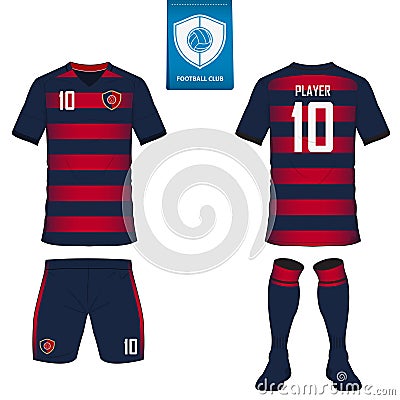 Set of soccer kit or football jersey template. Front and back view. Football uniform. Vector Illustration Vector Illustration