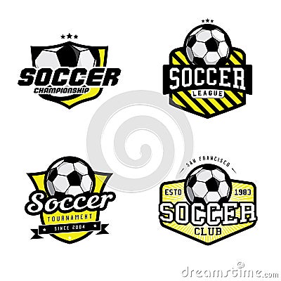 Set of soccer league badges Vector Illustration