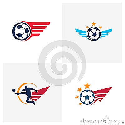 Set of Soccer logo design vector illustration, Creative Football logo design concept template, symbols icons Vector Illustration