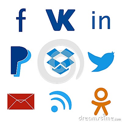 Set of social media colorful web icons Vector Illustration