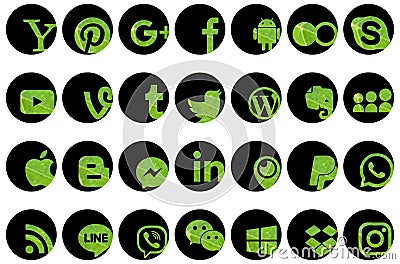 Set of social media icons Editorial Stock Photo