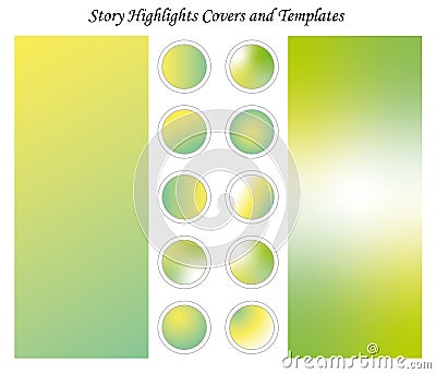 Set of social media icons, templates for highlights and covers. Gradient colors Stock Photo