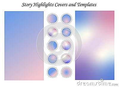 Set of social media icons, templates for highlights and covers. Gradient colors Stock Photo