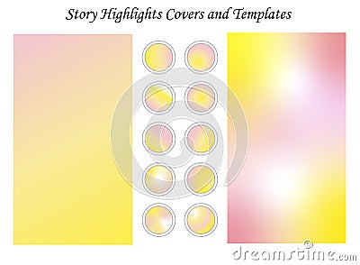 Set of social media icons, templates for highlights and covers. Gradient colors Stock Photo