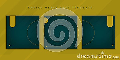 Set of social media post green template design. simple social media template design Stock Photo