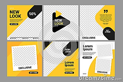 Set of social media Post Template Banner Vector Illustration