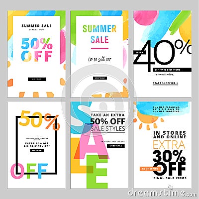 Set of social media sale banners template Vector Illustration