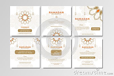 Set of Social media template Ramadan discount Vector Illustration