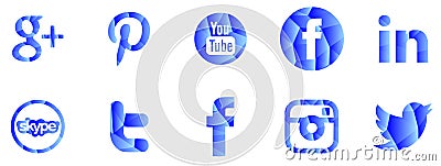 Set of social networks icons in mosaic fantasy Editorial Stock Photo