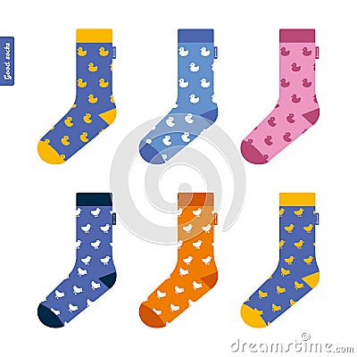 Set of socks with ducks Vector Illustration