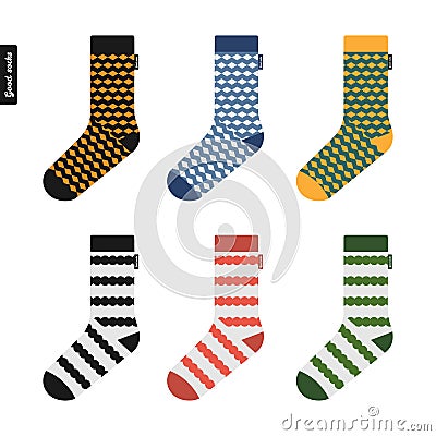 Set of socks original hipster design Vector Illustration