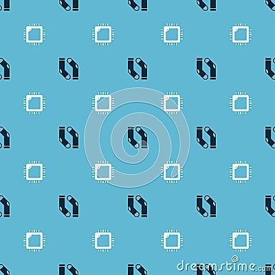 Set Socks and Processor with CPU on seamless pattern. Vector Vector Illustration