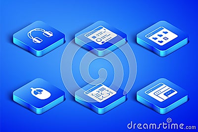 Set Software, Headphones, Computer mouse, Browser files and icon. Vector Vector Illustration