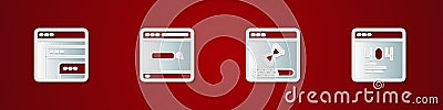Set Software, Search engine, Loading data window and Page with 404 error icon. Vector Vector Illustration