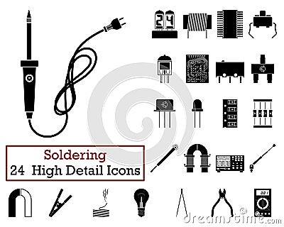 Set of 24 Soldering Icons Vector Illustration