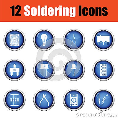 Set of soldering icons. Cartoon Illustration