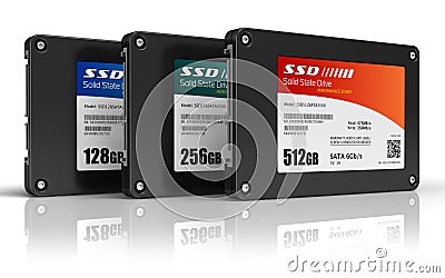 Set of solid state drives (SSD) Stock Photo