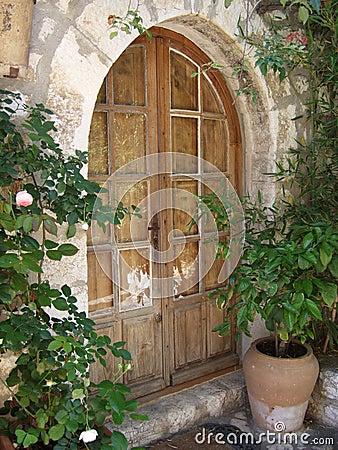 Stunning Country Cottage Arched Door Stock Photo