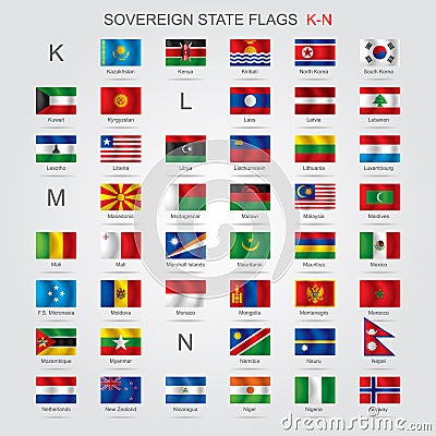 Set of sovereign state flags K-N Vector Illustration