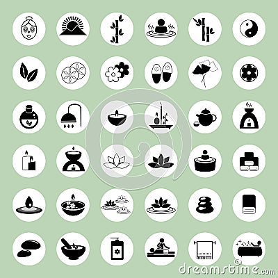 Set of spa and massage icons Vector Illustration