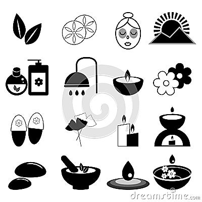 Set of spa and massage icons Vector Illustration