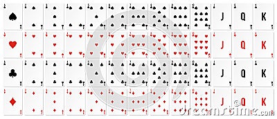 Set spades hearts clubs diamonds playing cards Vector Illustration