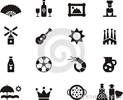 Set of Spain related web icons Vector Illustration