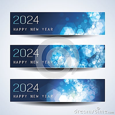 Set of Sparkling Shimmering Ice Cold Blue Horizontal Christmas, Happy New Year Headers or Banners for Web, Vector Design Template Vector Illustration