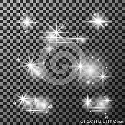 Set of sparkly starlight on transparent background Stock Photo