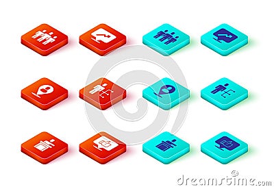 Set Speaker, Hand like, Worker location, User of man in business suit, Graph, schedule, chart and Users group icon Vector Illustration