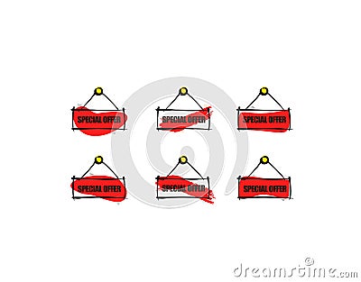 Set Special Offer Signboard Flat on vector illustration Vector Illustration