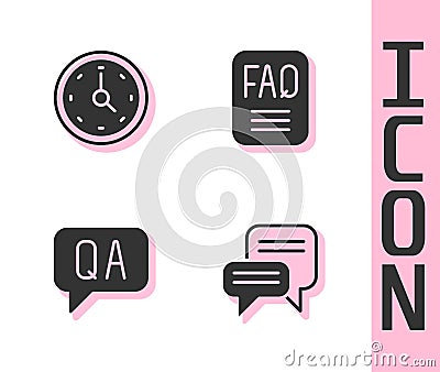 Set Speech bubble chat, Clock, Question and Answer and FAQ information icon. Vector Stock Photo