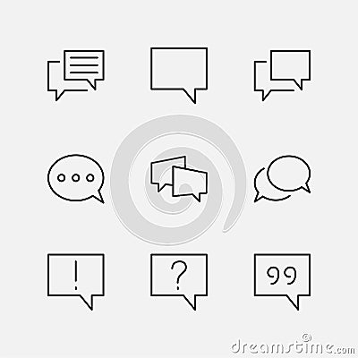 Set of Speech Bubble chat vector lines of icons. Editable Stroke. 32x32 pixels. Vector Illustration