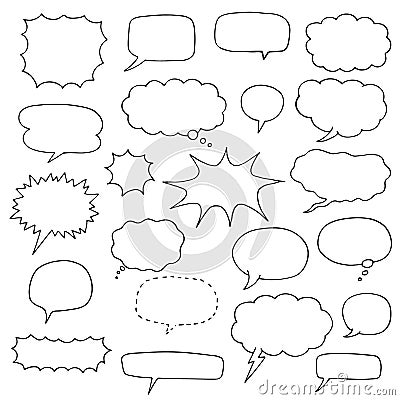 Set of speech bubble doodles. collection of comic elements Vector Illustration