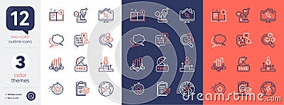 Set of Speech bubble, Survey checklist and Microscope line icons. For design. Vector Vector Illustration
