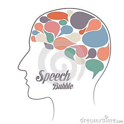 Set of speech bubble. thoughts in head Vector Illustration