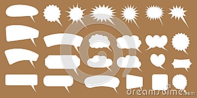 Set of speech bubbles. Blank empty vector white speech bubbles. Cartoon balloon word design. Vector Illustration