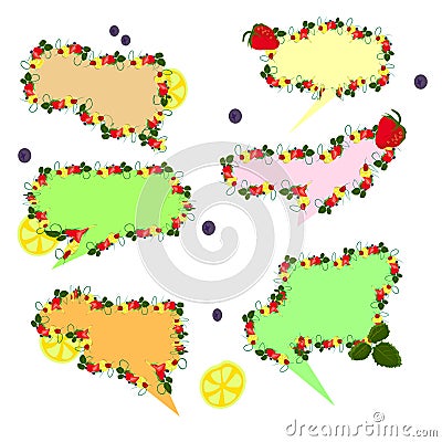 set of speech bubbles fruit Vector Illustration