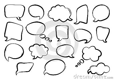 Set of speech bubbles, hand drawn. Vector illustration Cartoon Illustration