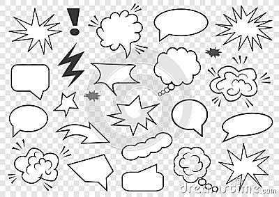 Set of speech bubbles. Set of blank template in Pop Art style. Vector illustration Vector Illustration