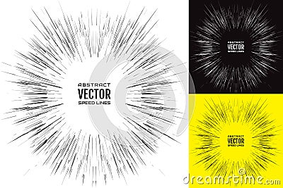 Set speed line. Festive illustration with effect power explosion. Element of design. Vector Vector Illustration