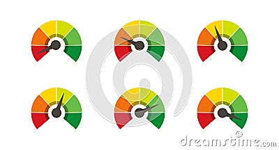 Set of speedometer with low or hard. Easy Normal Hard. Panorama set. Vector illustration Vector Illustration