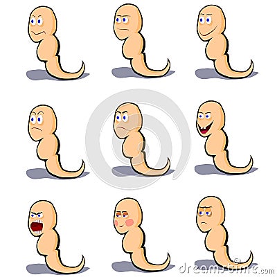 Set of spermatozoon cartoon characters Vector Illustration